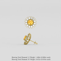 <span>2.92</span>&nbsp;<span class="tooltip-light">Ct.Tw.<span class="tooltiptext">Total Carat Weight</span></span> Orangish Yellow Sapphire Earrings, 18K Yellow Gold 2