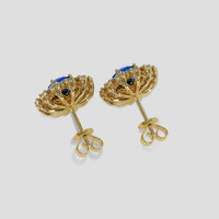 <span>3.60</span> <span class="tooltip-light">Ct.Tw.<span class="tooltiptext">Total Carat Weight</span></span> Blue Sapphire Earrings, 18K Yellow Gold 4