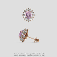 <span>3.15</span>&nbsp;<span class="tooltip-light">Ct.Tw.<span class="tooltiptext">Total Carat Weight</span></span> Purple Sapphire Earrings, 14K Rose Gold 2