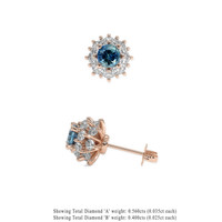0.69 Ct.Tw. Greenish Blue Sapphire Earrings, 14K Rose Gold 2