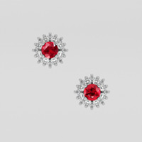 <span>0.53</span> <span class="tooltip-light">Ct.Tw.<span class="tooltiptext">Total Carat Weight</span></span> Ruby Earrings, 18K White Gold 1