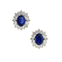 5.84 Ct.Tw. Blue Sapphire Earrings, 14K Yellow Gold 1