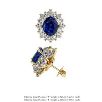 5.84 Ct.Tw. Blue Sapphire Earrings, 18K Yellow Gold 2