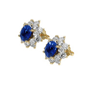5.84 Ct.Tw. Blue Sapphire Earrings, 18K Yellow Gold 3