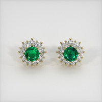 <span>0.62</span>&nbsp;<span class="tooltip-light">Ct.Tw.<span class="tooltiptext">Total Carat Weight</span></span> Emerald Earrings, 18K Yellow Gold 1