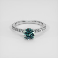 1.11 Ct. Bluish Green Sapphire Ring, Platinum 950 1