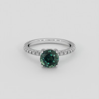 2.05 Ct. Bluish Green Sapphire Ring, Platinum 950 1