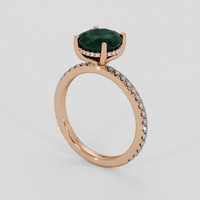 3.20 Ct. Bluish Green Sapphire Ring, 14K Rose Gold 2