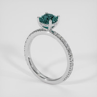 1.11 Ct. Bluish Green Sapphire Ring, 18K White Gold 2