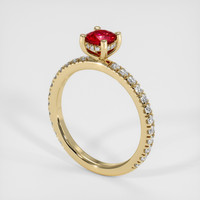 0.51 Ct. Ruby Ring, 18K Yellow Gold 2