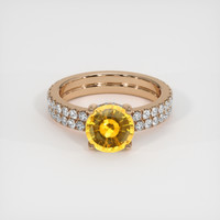 1.86 Ct. Orangish Yellow Sapphire Ring, 14K Rose Gold 1