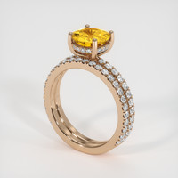 1.86 Ct. Orangish Yellow Sapphire Ring, 14K Rose Gold 2