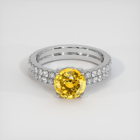 2.09 Ct. Yellow Sapphire Ring, 18K White Gold 1