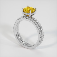 2.09 Ct. Yellow Sapphire Ring, 18K White Gold 2