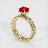 1.34 Ct. Ruby Ring, 14K Yellow Gold 2