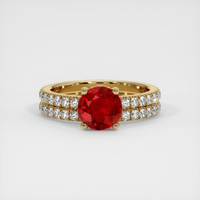 1.34 Ct. Ruby Ring, 18K Yellow Gold 1