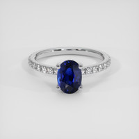 1.60 Ct. Blue Sapphire Ring, 14K White Gold 1