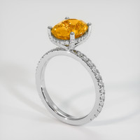 3.64 Ct. Yellowish Orange Sapphire Ring, 14K White Gold 2
