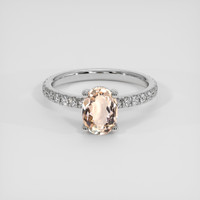 1.10 Ct. Peach Morganite Ring, 18K White Gold 1