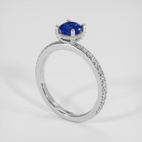 0.82 Ct. Blue Sapphire Ring, 18K White Gold 2