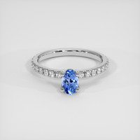 0.59 Ct. Blue Sapphire Ring, 18K White Gold 1