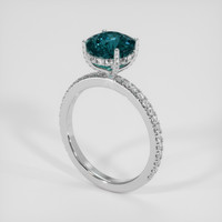 3.05 Ct. Greenish Blue Sapphire Ring, 18K White Gold 2