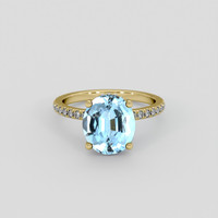 2.72 Ct. Blue Aquamarine Ring, 10K Yellow Gold 1