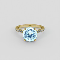3.35 Ct. Blue Aquamarine Ring, 14K Yellow Gold 1