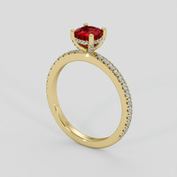 0.74 Ct. Ruby Ring, 14K Yellow Gold 2