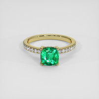 1.46 Ct. Emerald Ring, 18K Yellow Gold 1