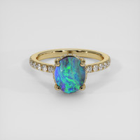 1.56 Ct. Multi Color Opal Ring, 18K Yellow Gold 1