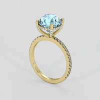 3.35 Ct. Blue Aquamarine Ring, 18K Yellow Gold 2