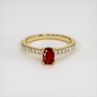 0.57 Ct. Ruby Ring, 18K Yellow Gold 1