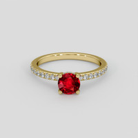 0.74 Ct. Ruby Ring, 18K Yellow Gold 1