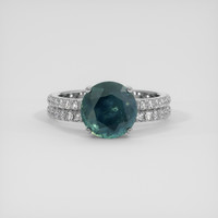 3.43 Ct. Greenish Blue Sapphire Ring, Platinum 950 1