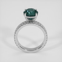 3.43 Ct. Greenish Blue Sapphire Ring, Platinum 950 3