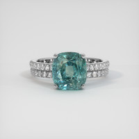 4.60 Ct. Bluish Green Sapphire Ring, 14K White Gold 1