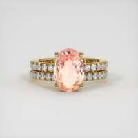 3.51 Ct. Padparadscha Sapphire Ring, 18K Yellow Gold 1