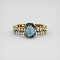 1.51 Ct. Greenish Blue Sapphire Ring, 18K Yellow Gold 1