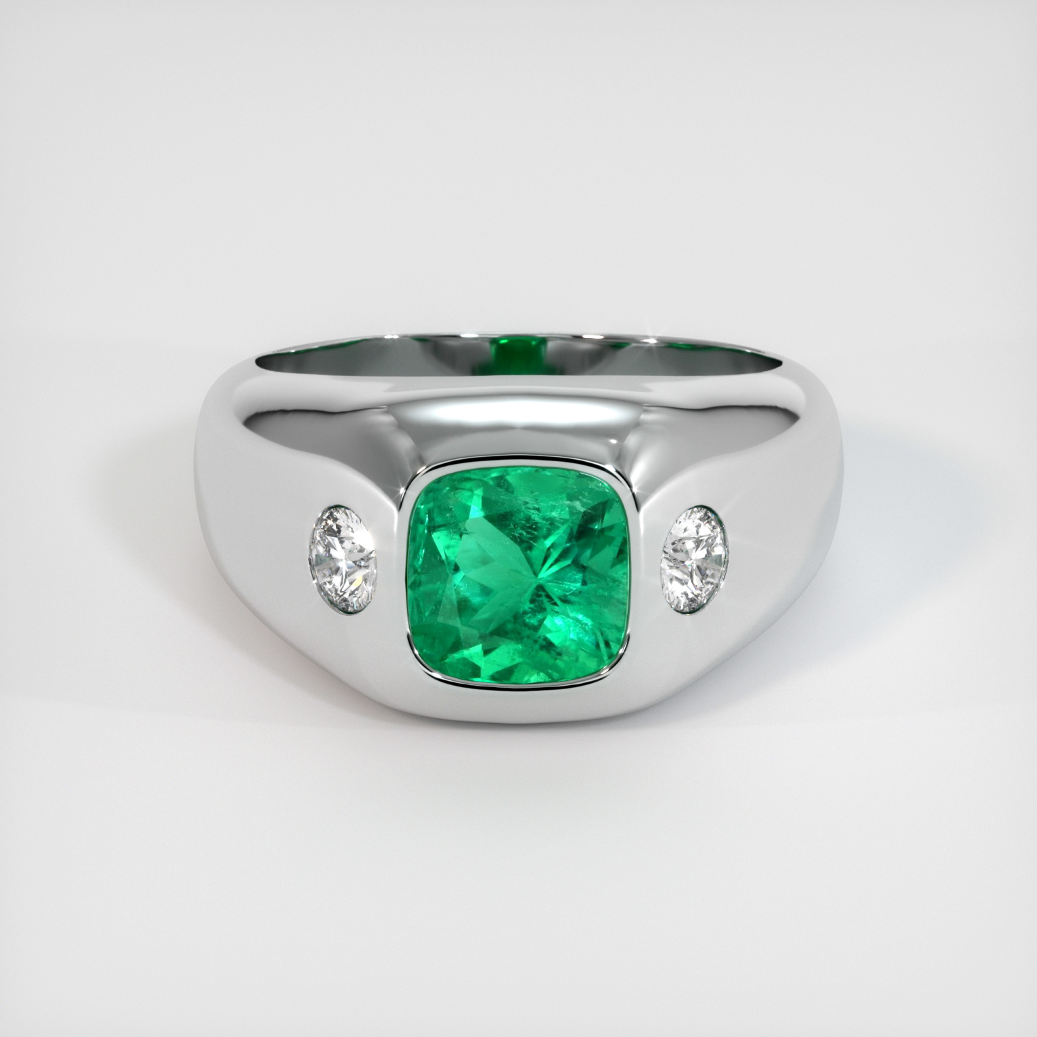 Mens white gold emerald shop ring