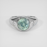 3.31 Ct. Bluish Green Sapphire Ring, 14K White Gold 1