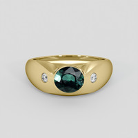 1.03 Ct. Bluish Green Tourmaline Ring, 18K Yellow Gold 1