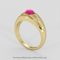 0.94 Ct. Pinkish Red Ruby Ring, 18K Yellow Gold 2