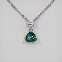 0.83 Ct. Sapphire Pendant, 18K White Gold 1