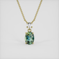 1.02 Ct. Bluish Green Sapphire Necklace, 10K Yellow Gold 1