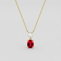1.14 Ct. Pinkish Red Ruby Necklace, 14K Yellow Gold 1