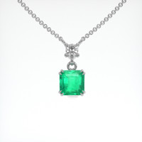 0.66 Ct. Emerald Necklace, 18K White Gold 1