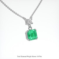 0.66 Ct. Emerald Necklace, 18K White Gold 2