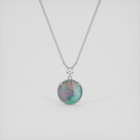 0.98 Ct. Multi Color Opal Necklace, 14K White Gold 1
