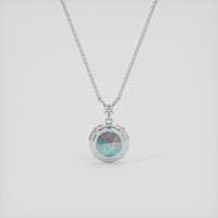 0.98 Ct. Multi Color Opal Necklace, 14K White Gold 4